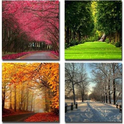 Four Seasons Trees Landscape 5D round square diamond embroidery Diy full sets diamond painting mosaic pictures rhinestoneZP-1331
