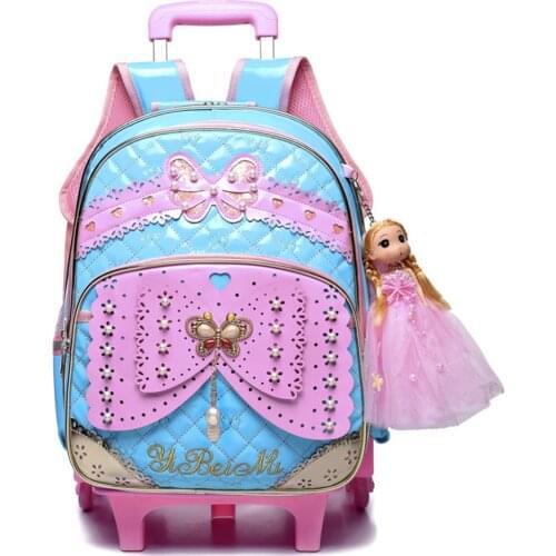 Kids Student School Bag On wheels Children School Rolling Backpacks Travel Wheeled Bag for Girls School Trolley Bags