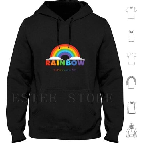Rainbow With Clouds Hoodie Long Sleeve Child Unisex Tops Graphictees Over The Rainbow Rainbow Trendy Retrorainbow Toddler