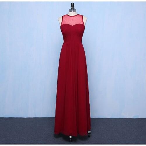 Long Chiffon Wedding Party Bridesmaid Dresses Wine Red 2021 Custom SIze Color