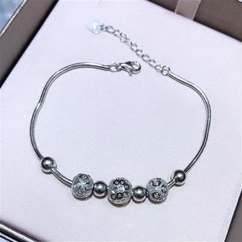 Whole Exquisite Real 925 Sterling Silver Elegant Snake Links Bracelets Not Easy Fade Lasting Shiny Chain Delicate Frosted Ball