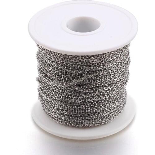 50m/roll 304 Stainless Steel Cable Chains Cross Chains with Spool Soldered DIY Bracelet Necklace Jewelry Making Findings