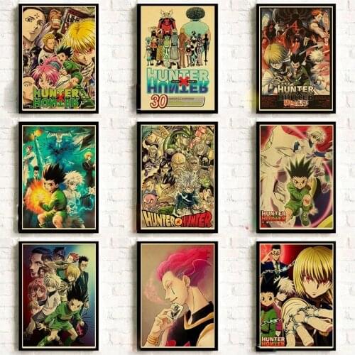 Classic Japanese Anime Hunter x Hunter Poster Vintage Painting Wall Art Picture for Room Home Decor Retro Wall Stickers