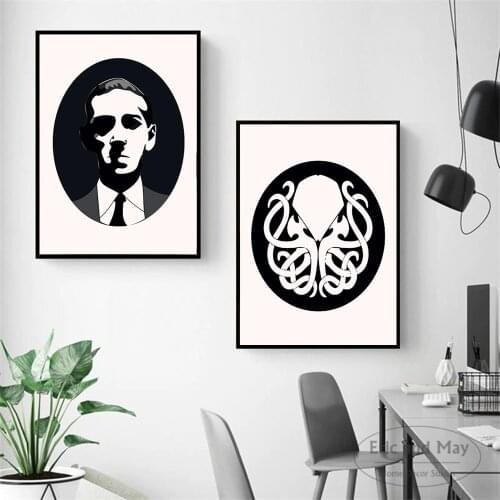 Lovecraft Cthulhu Black Silhouette Canvas Art Print Painting Modern Wall Picture Home Decor Bedroom Decorative Posters No Frame