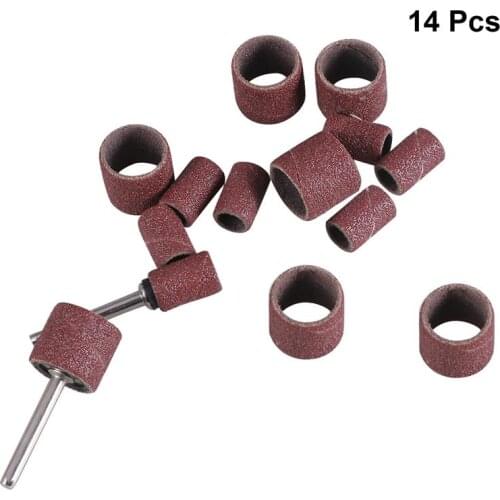 14pcs Sanding Drum Bands Set Bits for Pet Nail Drill Mandrel Kit Rotary Tools