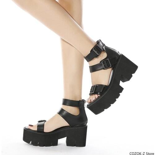 Large size new sponge cake sole nightclub hollow casual thick-soled summer thick-heeled Roman sandals womens sandals