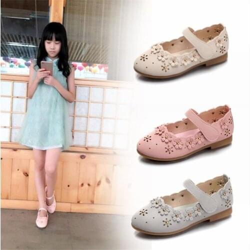 Disney spring 2021 new small flower girls single shoes cuhk childrens lovely lady soft-soled shoes small leather shoes