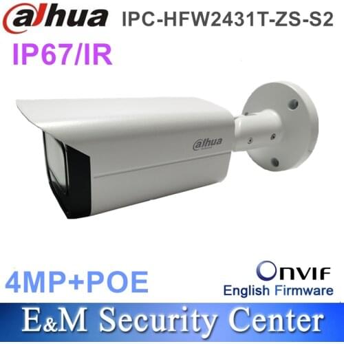 Original Dahua IPC-HFW2431T-ZS-S2 4MP WDR IR Bullet Network Camera 2.7~13.5mm VF lens POE Night vision