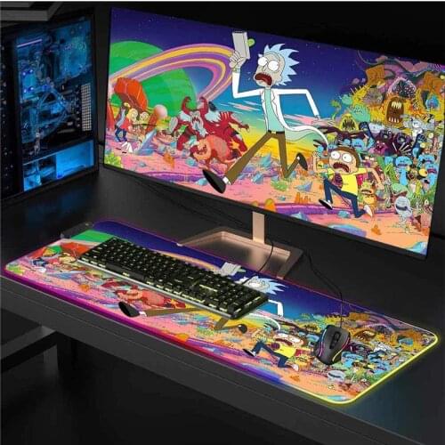 Hot Anime Morty Gaming Mouse Pad Computer Mousepad Large Mouse Pad Gamer RGB Big Mouse Carpet PC Desk RGB Mat for Gaming