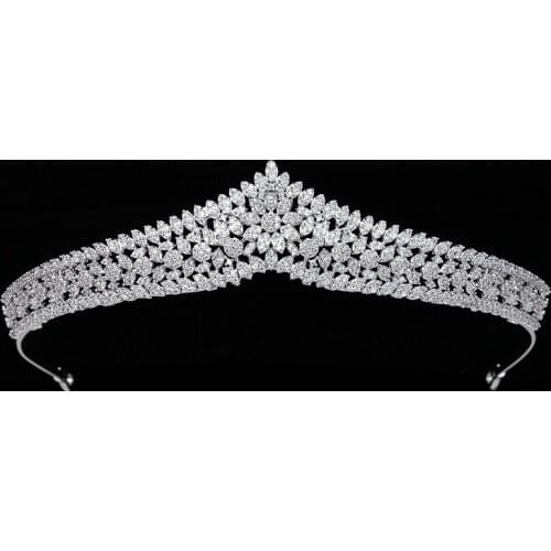 Tiaras and Crown HADIYANA Vintage Flower Shape Bride Wedding Hair Accessories Headband Zirconia HG0056 Corona Princesa