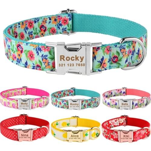 Regulable Nylon Personalized Dog Collar Colorfast Customized Products Engraved Dog Collar ID Tag Small Large Cat Engrave Dog Tag