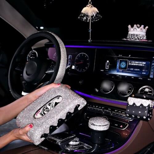 Luxury Rhinestones Crystal Car Seat Interior Decoration Steering Wheel Cover Air Vent Women Ladies Car Accessories