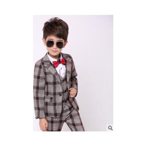 Winter autumn fashion 3PCS Boys Plaid Blazer Suits shorha Design Big Boys Waistcoat Wedding Costume Prince Boys new Suit