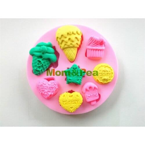 Mom&Pea 0474 Free Shipping Ice Cream Shaped Silicone Mold Cake Decoration Fondant Cake 3D Mold