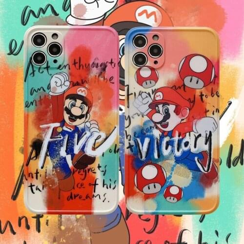 Super Mario Phone Case for IPhone 7/8/ Plus X /XS /XR /XS Max / 11/12/ Pro Boy Girl Cute Graffiti Style Cartoon Silicone Case