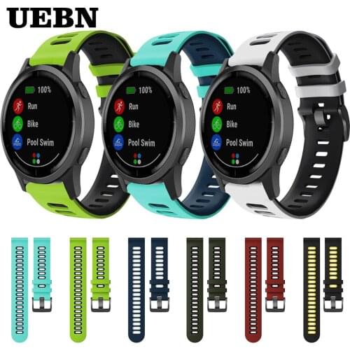 UEBN 20mm 22mm Silicone strap for Garmin Vivoactive 3 4 HR Venu Active Bracelet for Garmin Move Forerunner 245 265 Watchbands