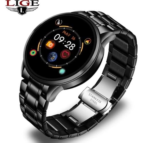 LIGE 2020 New Steel Band Smart Watch Men Heart Rate Pedometer Multifunctional Sport Waterproof Smartwatch Fitness Tracker+Box