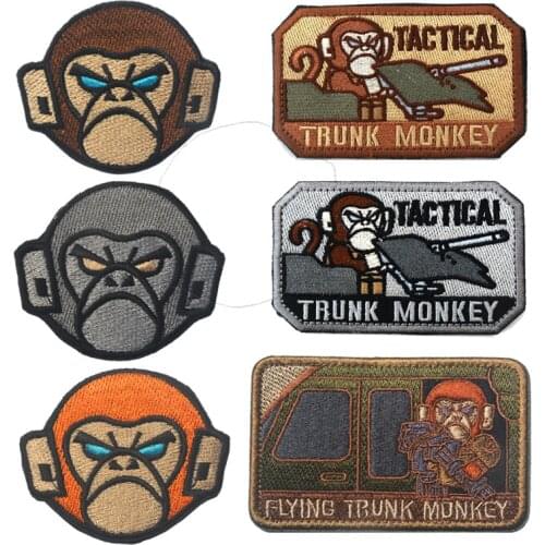 Tactical monkey 3D personality Embroidery Patches Badges Emblem 9*6cm Accessory Hook and Loop Tactical