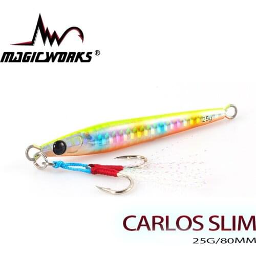 MAGIC WORKS Slim Metal Slow Jigging Weight 25g Shore Bass Fishing Lure Spoon Artificial Bait Saltwater Sea Fishing Tackle
