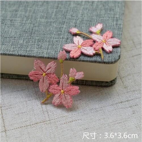 AHYONNIEX High Quality Cherry Blossoms Flower Patch Iron On Patches for Baby Clothes Coat Shoes Bags DIY Floral Accessories