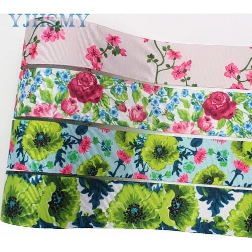 YJHSMY I-191211-2689,38mm,10yards Spring flower Printed grosgrain Ribbons,Clothing bow cap DIY Home Party decorations materials