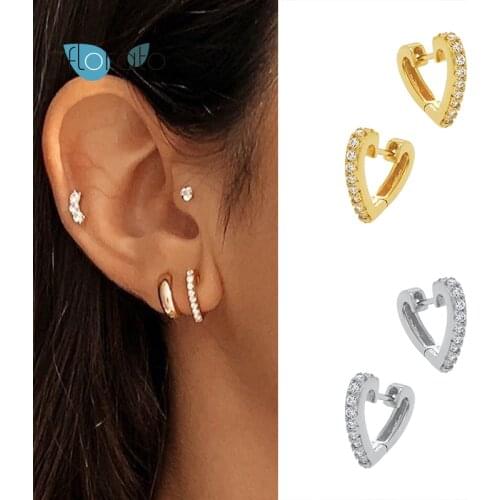 925 Sterling Silver Ear Buckle Romantic Heart Zircon CZ Hoops Earring Huggies Luxury Jewelry Valentines Day Gifts for Couples