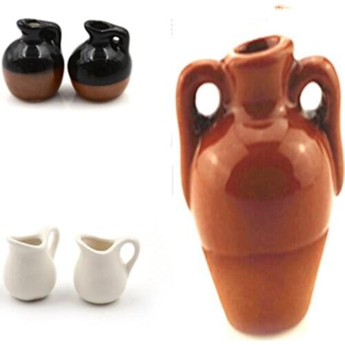 1Pc DIY Mini Ceramic Pot Handmade Doll House Kitchen Ornament Decoration Vase 1:12 Dollhouse Miniatures