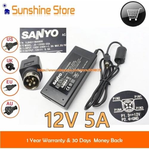 12V 4-Pin DIN Adapter 1LB4U11B00600 FSP060-1AD101C Charger For Sanyo JS-12050-2CA CLT2054 CLT1554 LCD TV Monitor EADP-60EB A