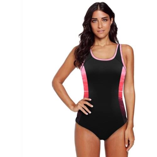 2021 New Plus Size 2xl One Piece Woman Swimwear Sports Swimsuit Patchwork Competition Swimwear Backless Beachwear Bathing Suits