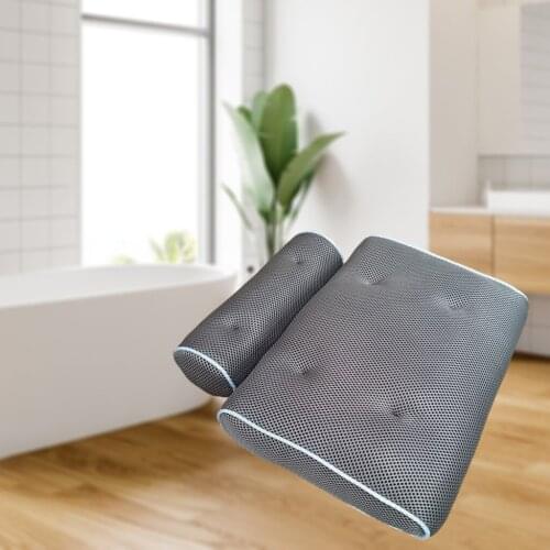 3D Mesh Bathtub Bath Pillow Anti-slip Suction Up Hot Tub Back Shoulder Head Support Relaxation Cushion SPA Pillow Easy to Clean