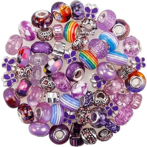 60Pcs Assorted Color 5mm Large Hole European Spacer Beads Women DIY Crafts Jewelry Making Bulk Waist Beads Hair Beads Necklaces