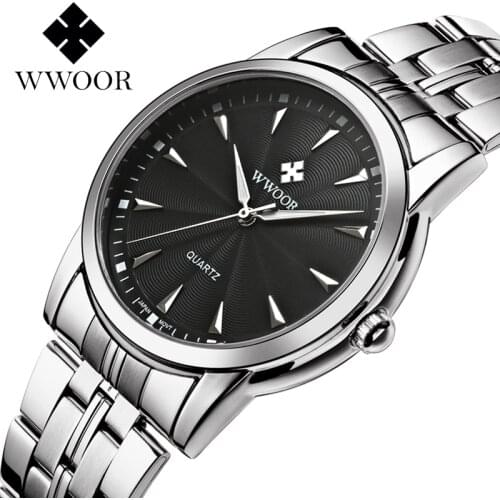 WWOOR Mens Watches Top Brand Luxury 30M Waterproof Fashion Dial Business Quartz Stainless Steel Wristwatch Men Xfcs Reloj Hombre