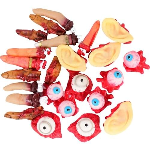 5pcs Halloween Decor Horror Props Bloody Broken Finger Eyeball Ear Tricky Toy Fake Body Organs for Haunted House Party Supplies
