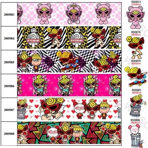 Hysteric Mini Cartoon Character 5 Yards Grosgrain/Satin 30 Pcs Planar Resins for DIY Hair Bow Decorations