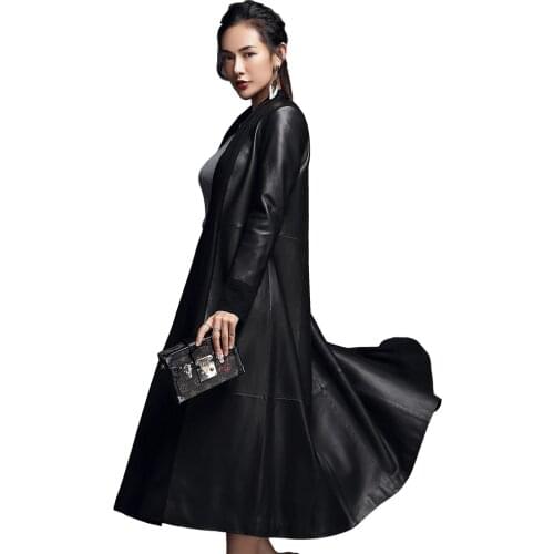 Leather Real 2020 Jacket Spring Autumn Jacket Women Genuine Sheepskin Coat Female Streetwear Long Windbreaker XS16D78-08