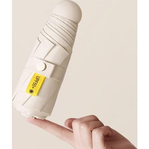 Capsule Sun Umbrella Womens Sunscreen Anti-UV Sunshade Sun Umbrella Dual-use Mini Folding Ultra Light Compact Portable Umbrella