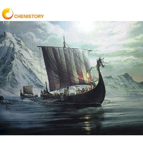 CHENISTORY Sailing Oil Diy Painting By Numbers On Canvas Pictures Coloring Home Decor Acrylic Paint Wall Adults For Room Set