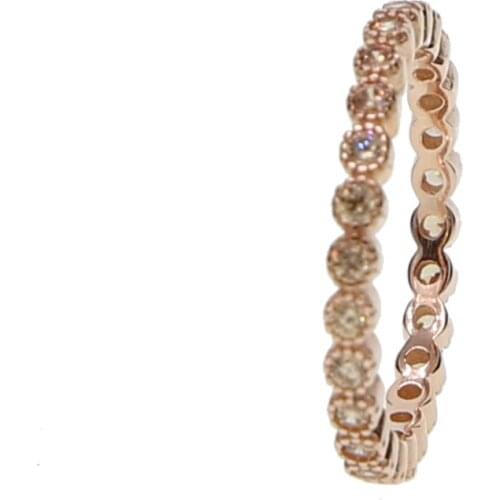 Rose gold champage gold gold stone silver clear cz three color stack 925 sterling silver girl women simple classic cz ring