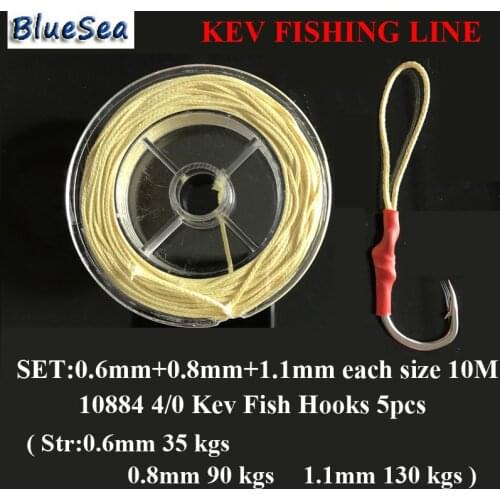 BlueSea Set 0.6/0.8/1.1mm Assist Fish Hooks Kevlar Fishing Line Assistant Hooks Kevlar Line Kevlar Fishing Line High Stronger