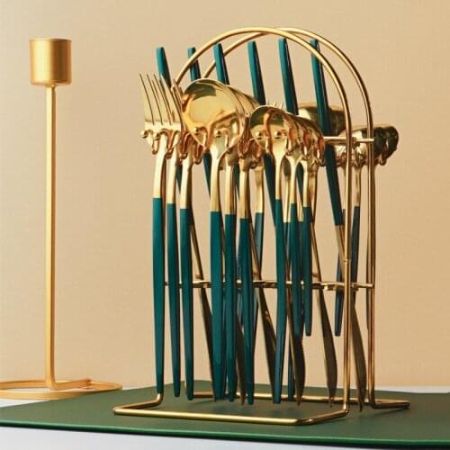 24Pcs/set Gold Stainless Steel Dinnerware Set Knife Fork Cutlery Coffee Spoon Dinnerware Sets Kitchen Tableware Accessories Item