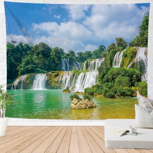 Nature Landscape Waterfull Wall Tapestry Forest Mountain Hippie Boho Decor Psychedelic Tapiz Aesthetic Farmhouse Home Decoration