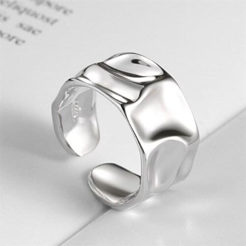 New Design Minimalist Irregular Geometry Adjustable Ring Fashion Simple Smooth Width Jewelry Party Daily Couple Gift Women Men