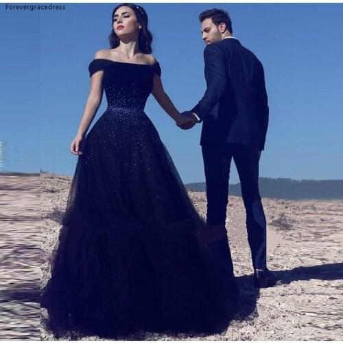New Tulle Navy Blue Wedding Dress Arabian A Line Long Bridal Gown Plus Size Custom Made Vestido De noiva