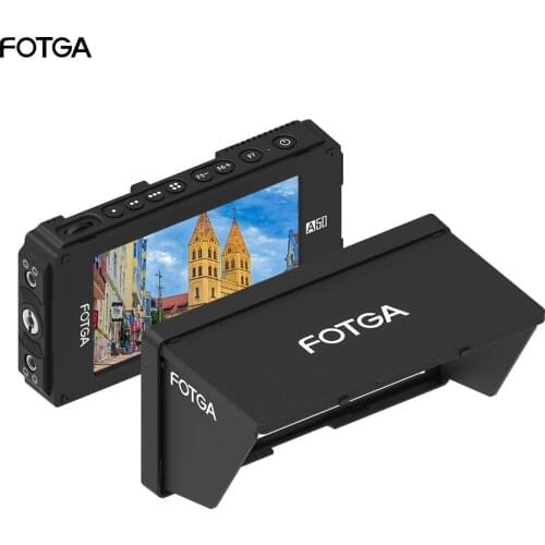 FOTGA 5 Inch FHD IPS Video On-camera Field Monitor 3D 1920*1080 Touchscreen Dual NP-F Battery Plate for NP-F970 NP-F550 F570