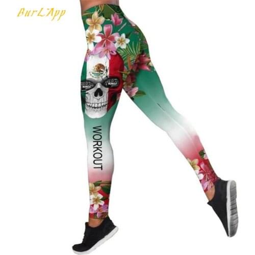 High waist Skull print casual sports leggings 2020 Sexy Women Workout For Running New Large size S-4XL Stretch Fitness Pants
