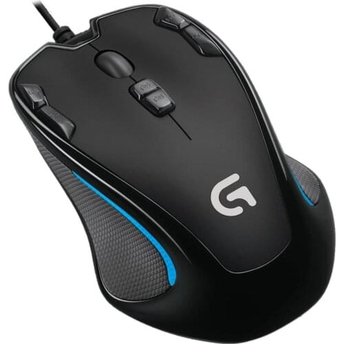 Logitech G300S 2500DPI USB Interface 9-keys Macro Programming 7-color Backlight Wired Optical Gaming Mouse, Length: 2m