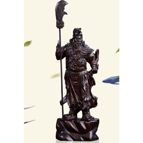 Solid wood carved sandalwood knife ornament house Arts Crafts Martial God Guan ornaments home decoration statue factory direct