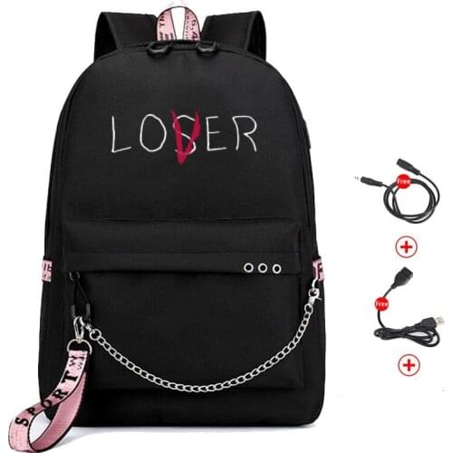 New USB Love Ladies Backpack Fashion Black Women&Men Travel Bags High Quality Large Capacity Student Bag Casual Laptop Backpacks