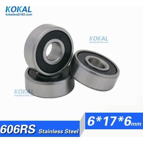 [S606RS]Free Shipping 10pcs Gcr15 ABEC-3 stainless steel 440C deep groove bearing 606RS bearing 606RZ R1760RS 80016 6*17*6mm