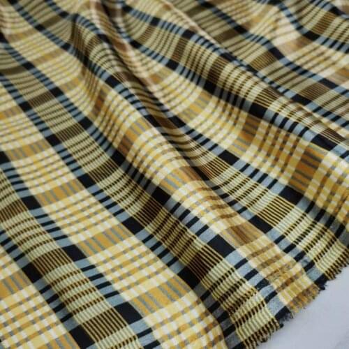 Satin fabric classic check printed glossy Material Diy doll cloth scarf craft sateen silky printed Charmeuse Fabric